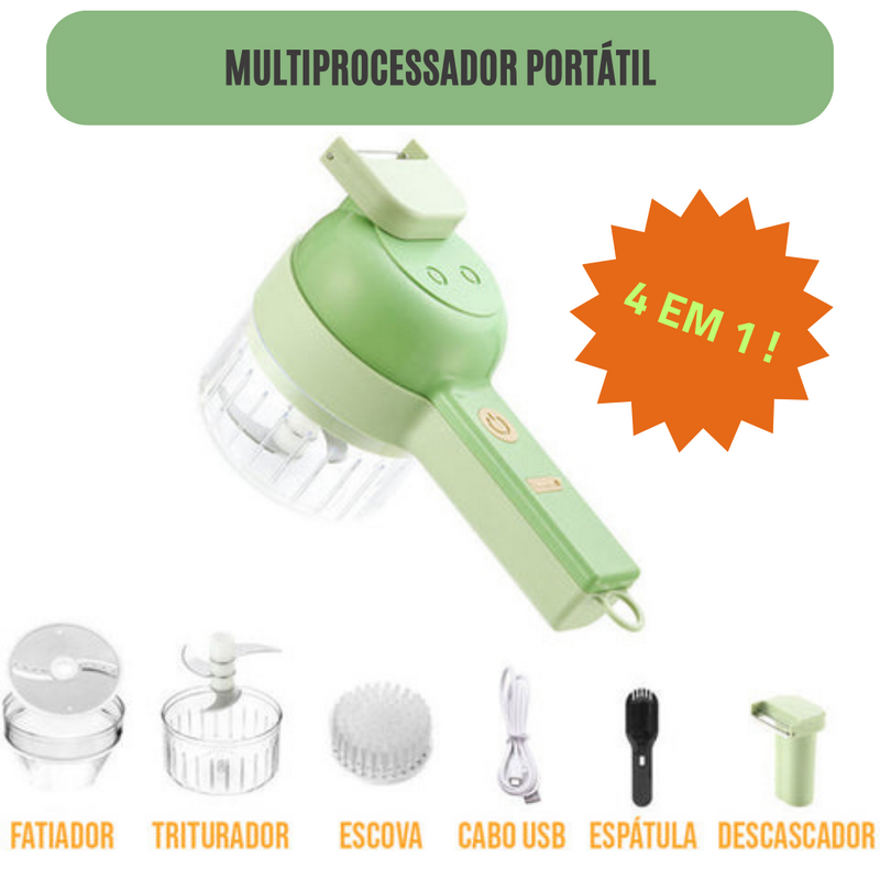 Multiprocessador portátil sem fio Multipro - fatia, pica, tritura e limpa